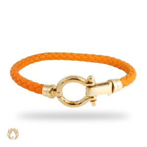 دستبند چرم فرد رنگ نارنجی